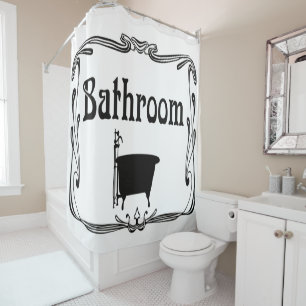 Bathroom bath tub black white Shower curtain
