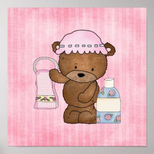 Bathroom Bear cartoon wall poster