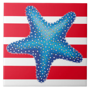 Bathroom Ceramic Tile - Blue Starfish