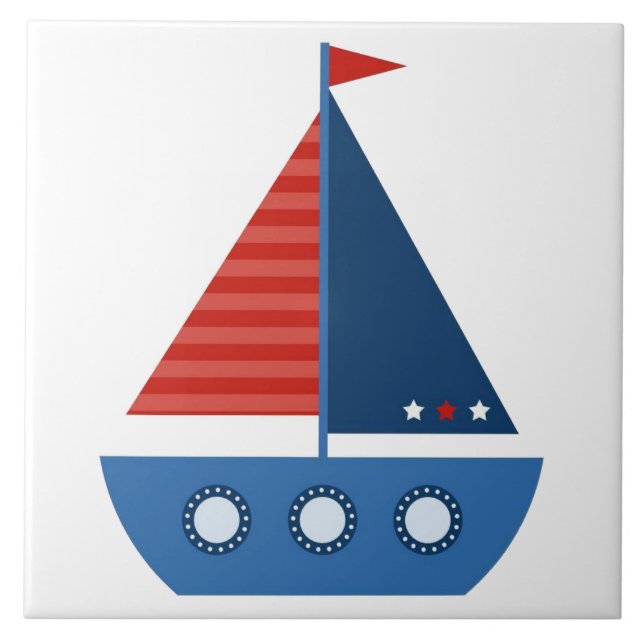 Bathroom Ceramic Tile - Sailing Boat (Front)
