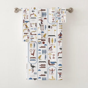 Bathroom Egyptian Hieroglyphs Egypt Pharaoh Bath Towel Set