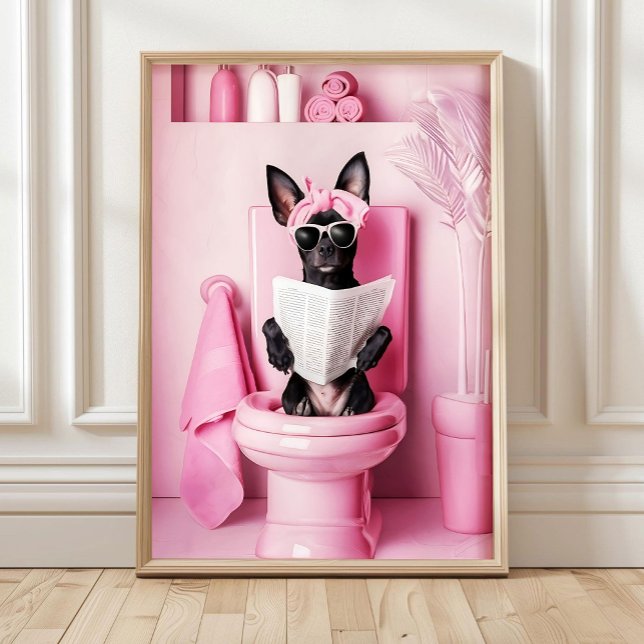 Bathroom Mini Pinscher Print Funny Poster Funny Ba (Creator Uploaded)