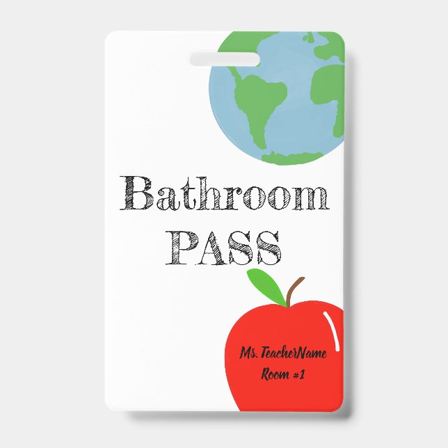 Bathroom Pass Personalised ID Badge (Front)