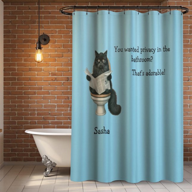 Bathroom Privacy With Cat Shower Curtain (Creator Uploaded)