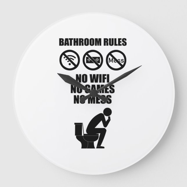 Bathroom Rules Large Clock (Front)
