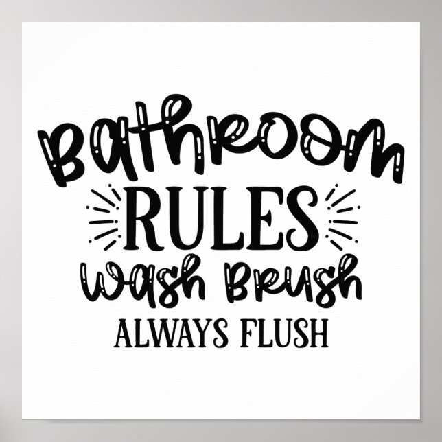 Bathroom Rules Wall Art Funny Sayings Poster (Front)