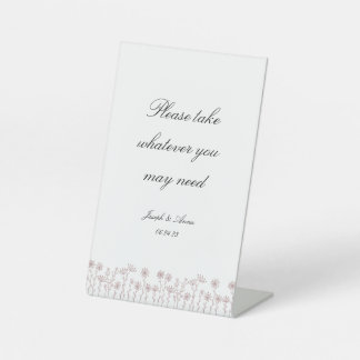 Bathroom Sign in Pink Blush Wildflower