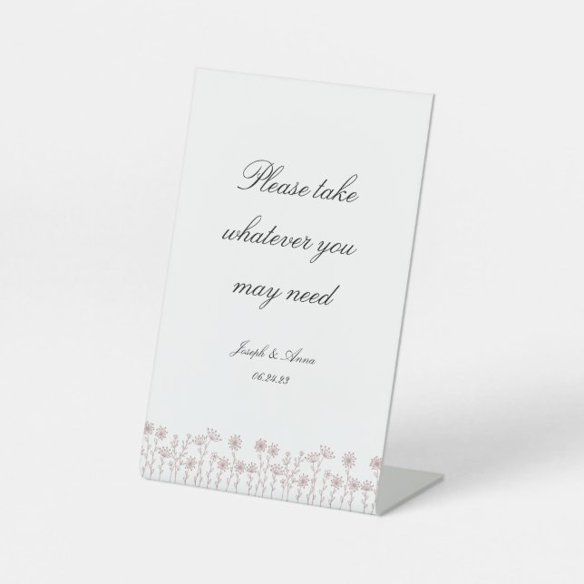 Bathroom Sign in Pink Blush Wildflower (Front)