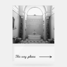 Bathroom sign with original photograph from travel