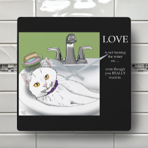 Bathroom Sink Cat Square Wall Clock