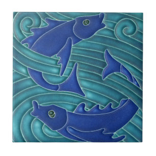 Bathroom Tile - Art Nouveau Antique Tile Pisces