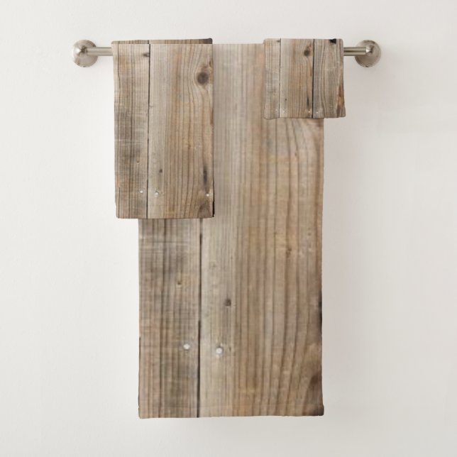 Bathroom Towel Rustic Wood Beige (Insitu)