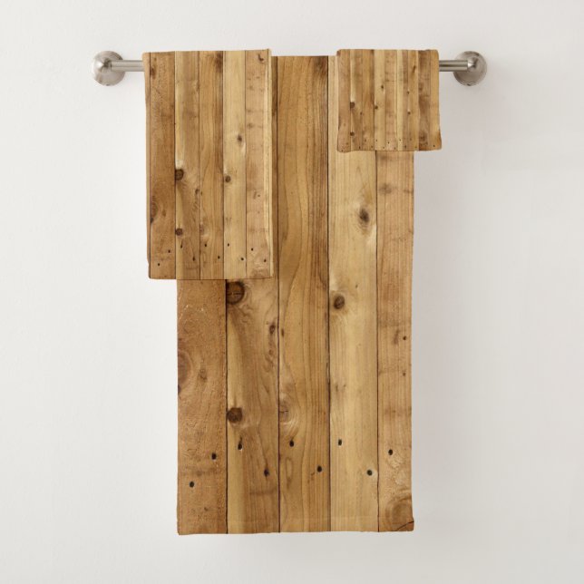 Bathroom Towel Rustic Wood Beige (Insitu)