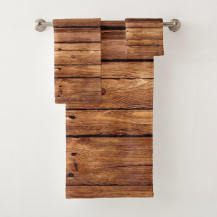 Bathroom Towel Rustic Wood Orange