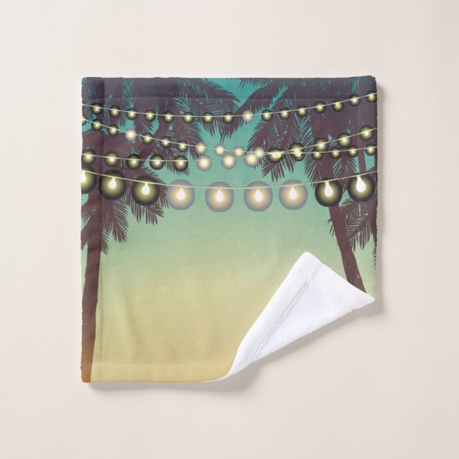 Bathroom Towel Set Beach Sunset Palm Tree String L (Wash Cloth)
