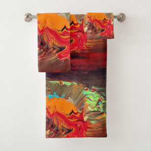 Bathroom Towel Set "Orange Burst 2"