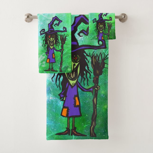 Bathroom Towel Set - Ugly Witch (Insitu)