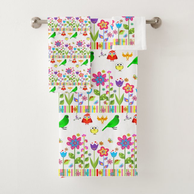 Bathroom Towel Sets Birds (Insitu)