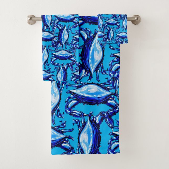 Bathroom Towel Sets Blue Crabs (Insitu)