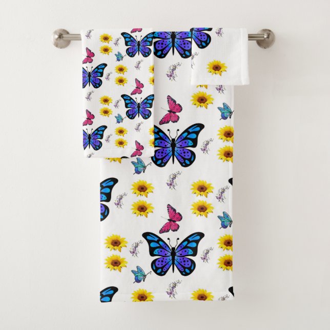 Bathroom Towel Sets Butterflies (Insitu)