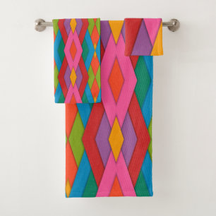 Bathroom Towel Sets Colourful Triangles 