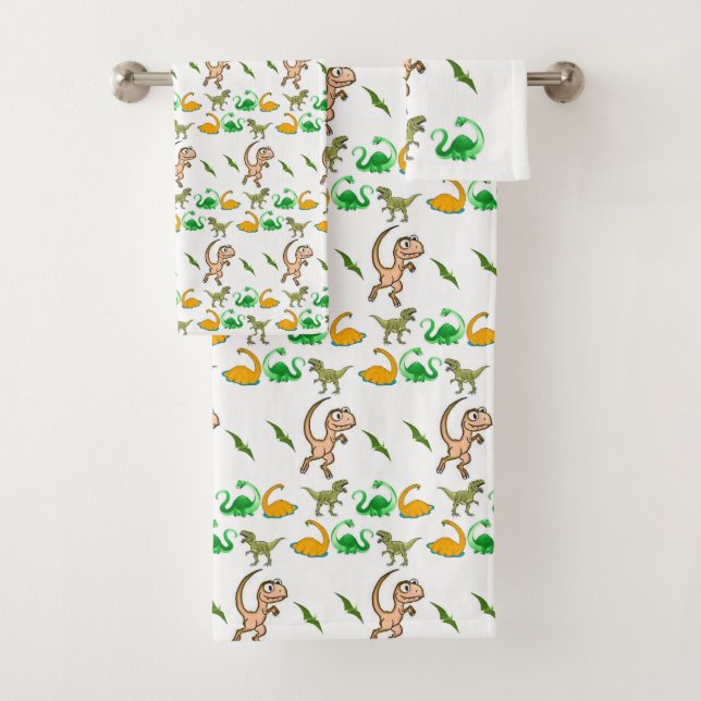 Bathroom Towel Sets Dinosaurs (Insitu)