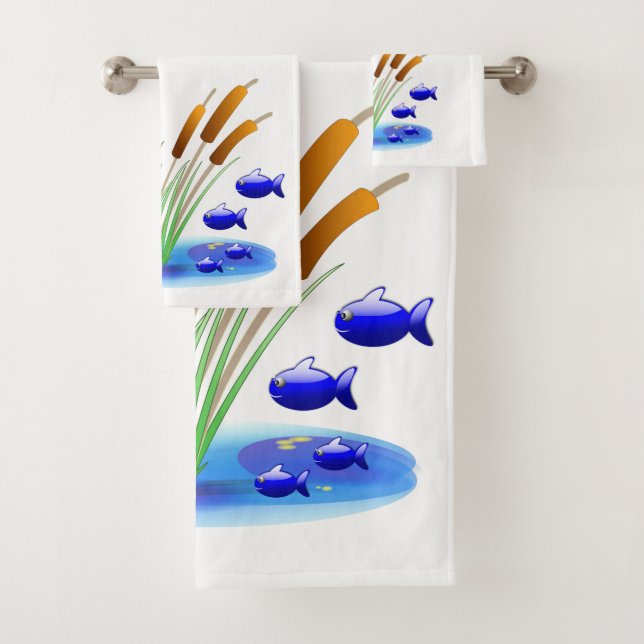 Bathroom Towel Sets Fish (Insitu)