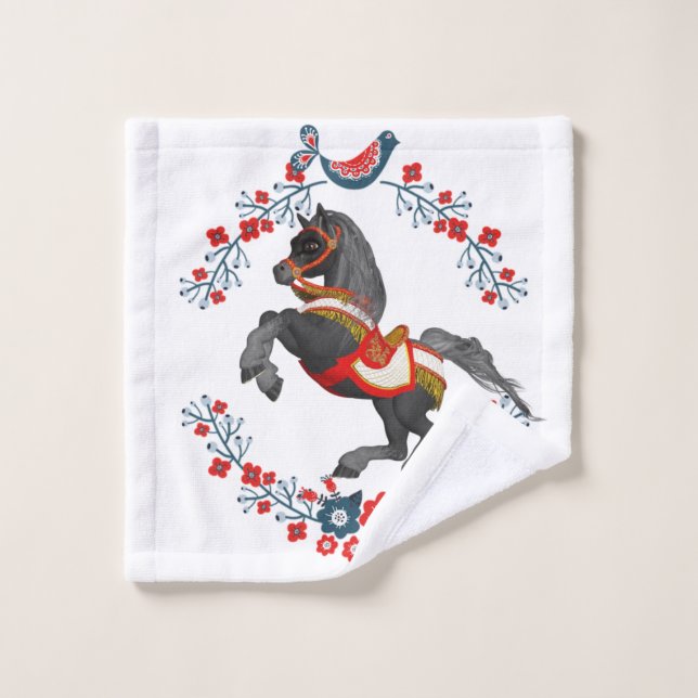Bathroom Towel Sets Floral Horse (Wash Cloth)