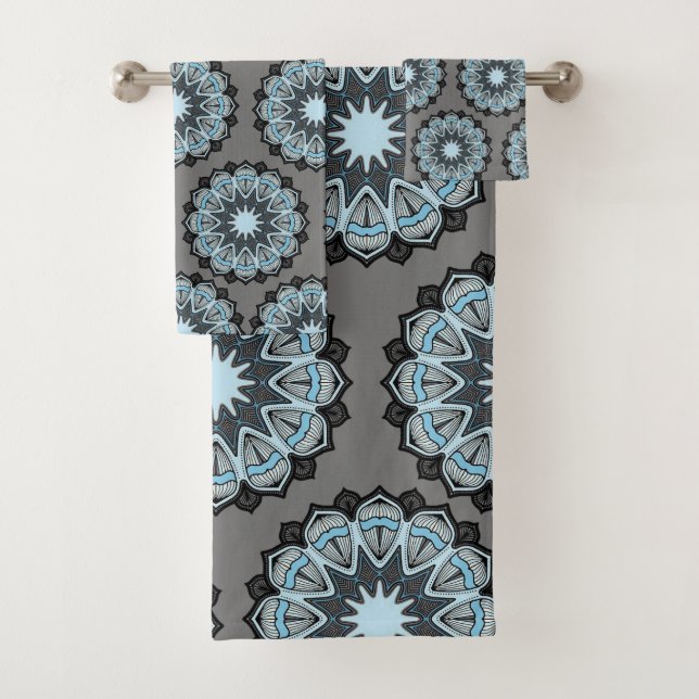 Bathroom Towel Sets Grey Mandala (Insitu)