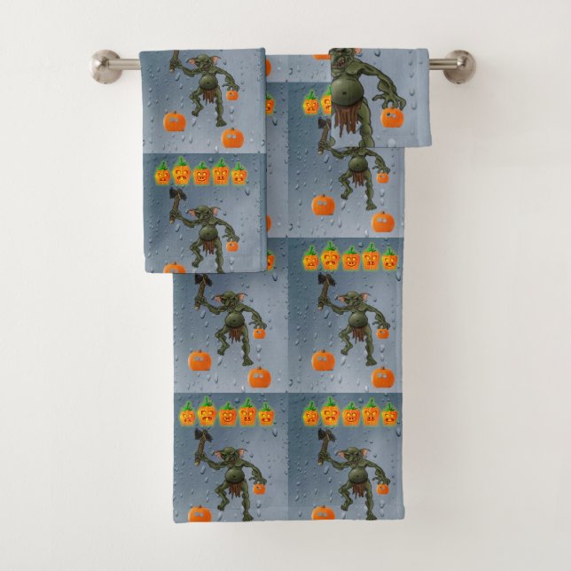Bathroom Towel Sets Halloween, Goblin (Insitu)