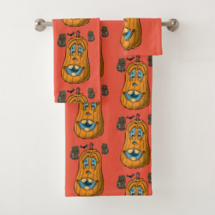 Bathroom Towel Sets Halloween, Pumpkin