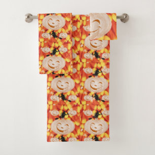 Bathroom Towel Sets Halloween, Pumpkin