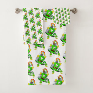 Bathroom Towel Sets Happy St. Patrick's Day Rabbit