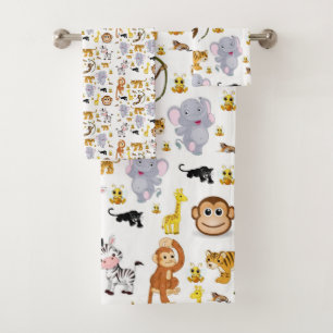 Bathroom Towel Sets Monkey Elephant