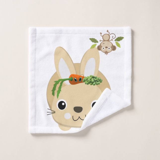 Bathroom Towel Sets Monkey Rabbit Fruit (Wash Cloth)