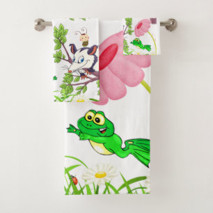 Bathroom Towel Sets Possum Frog Chicks Floral