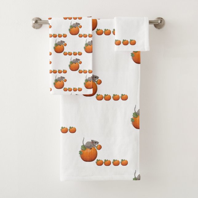 Bathroom Towel Sets Pumpkin Mouse  (Insitu)