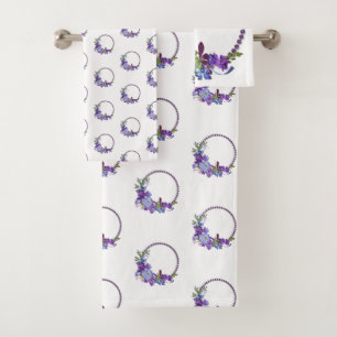 Bathroom Towel Sets Purple Floral
