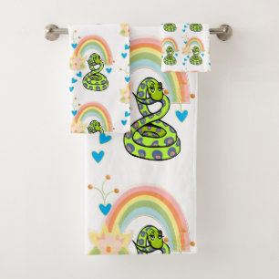 Bathroom Towel Sets Snake Rainbow Floral