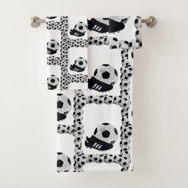 Bathroom Towel Sets Soccer Balls (Insitu)