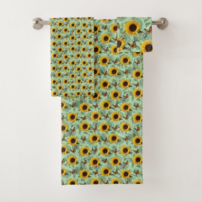 Bathroom Towel Sets Sunflowers (Insitu)