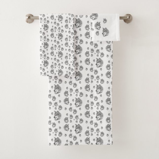 Bathroom Towel Sets Wolves (Insitu)