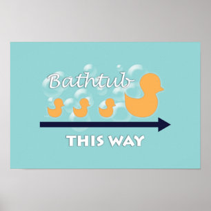 Bathroom Wall Art "Ducks in a row" Poster