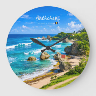Bathsheba, Barbados - Tropical Beach Coast Large Clock