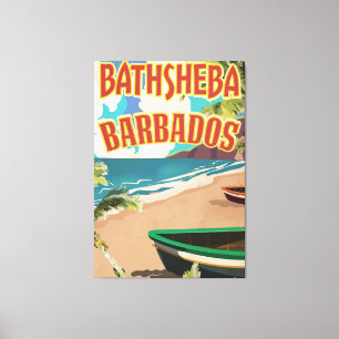 Bathsheba Barbados vintage vacation travel poster Canvas Print