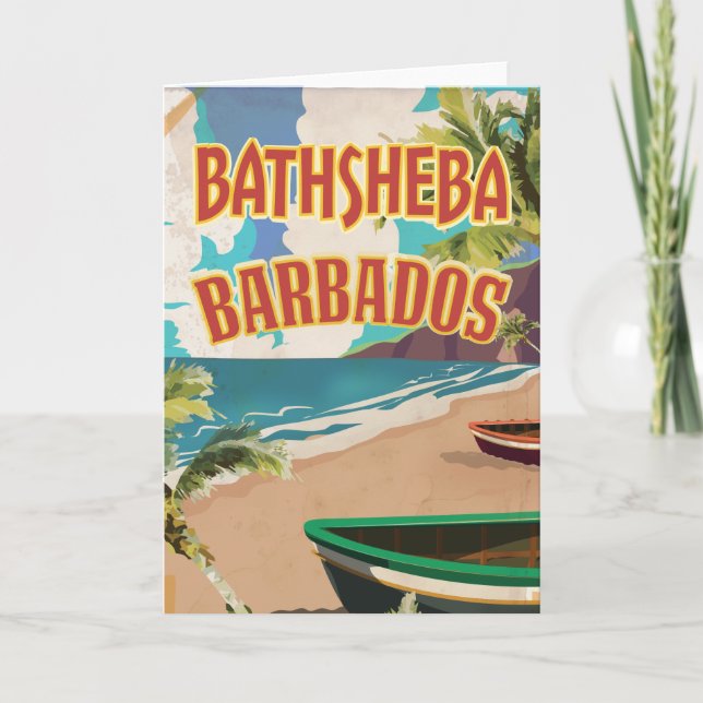 Bathsheba Barbados vintage vacation travel poster Holiday Card (Front)