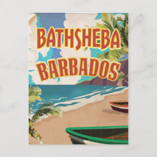 Bathsheba Barbados vintage vacation travel poster Postcard