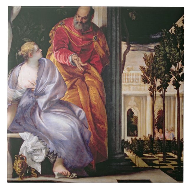 Bathsheba Bathing, c.1575 (oil on canvas) Tile (Front)