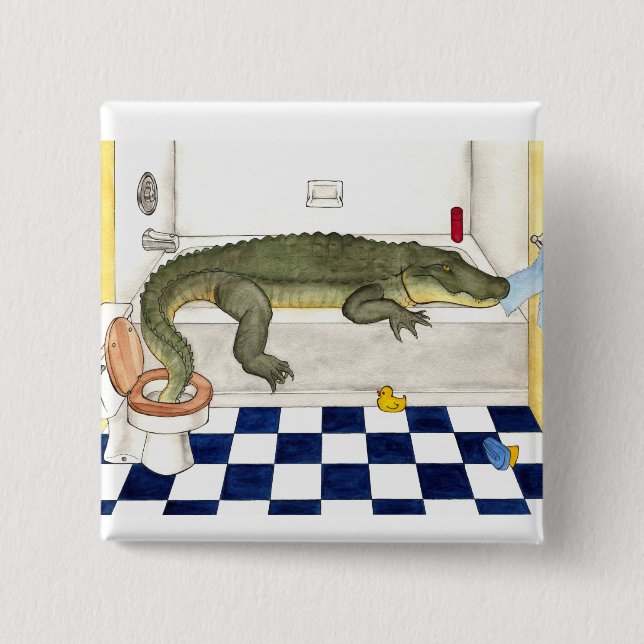 Bathtub Alligator 15 Cm Square Badge (Front)