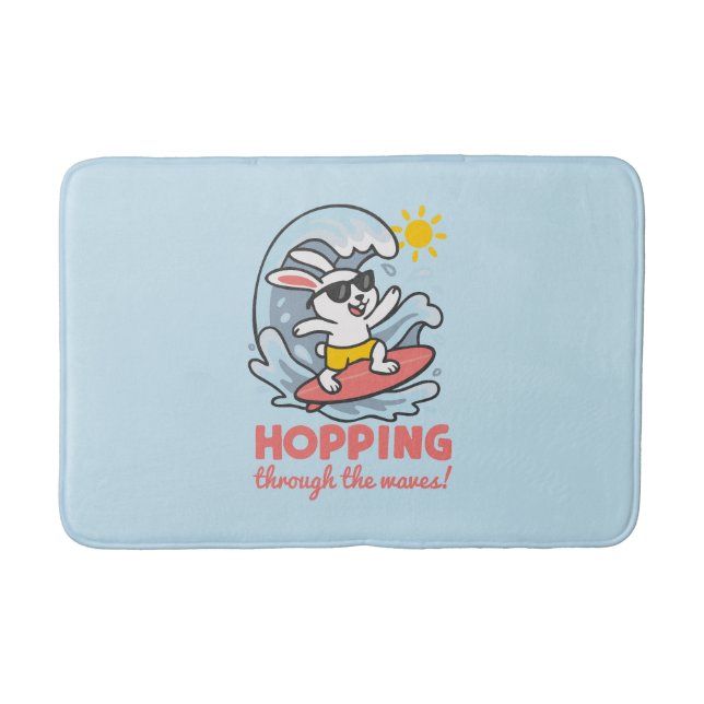 Bathtub carpet with kawaii surfer bunny bath mat (Front)